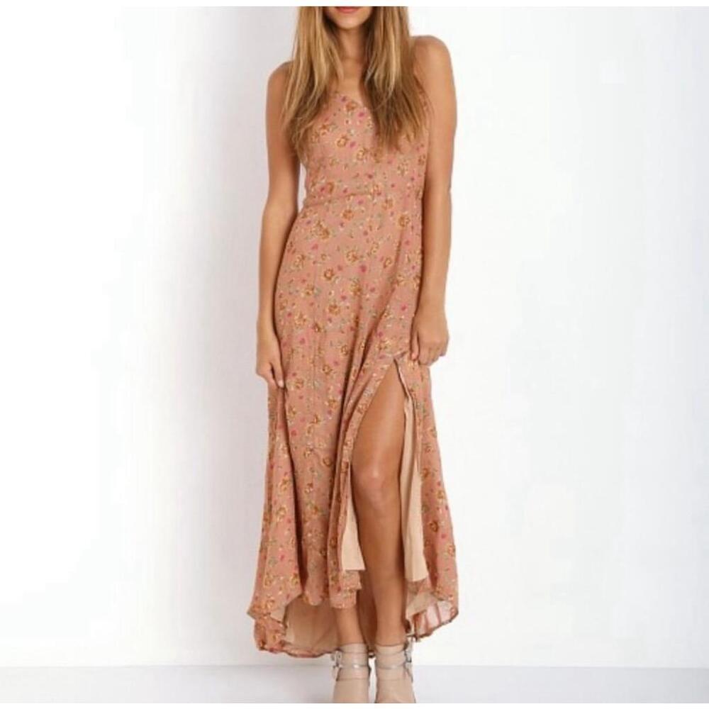 Line & Dot Revolve Mauve Pink Romantic Floral High Low Dress - Size Small